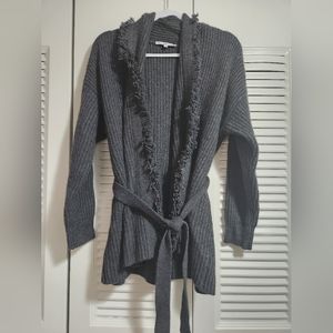 The cashmere project gray belted cardigan